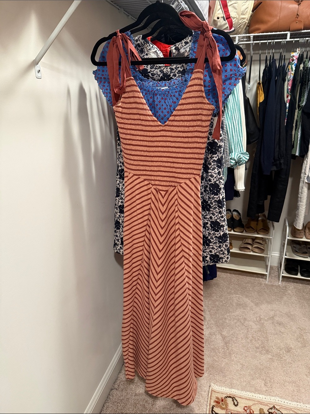 Free people 100% cotton Striped Tie-Shoulder maxi Dress